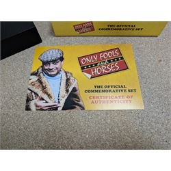 Collection of Only Fools and Horses memorabilia, including Westminster Mint limited edition fifty pence coin set, DVD box set, Corgi Reliant Regal, playing cards, framed bank notes, Griffin Cartoon of the bar scene, etc, together with a Vicar of Dibley DVD box set
