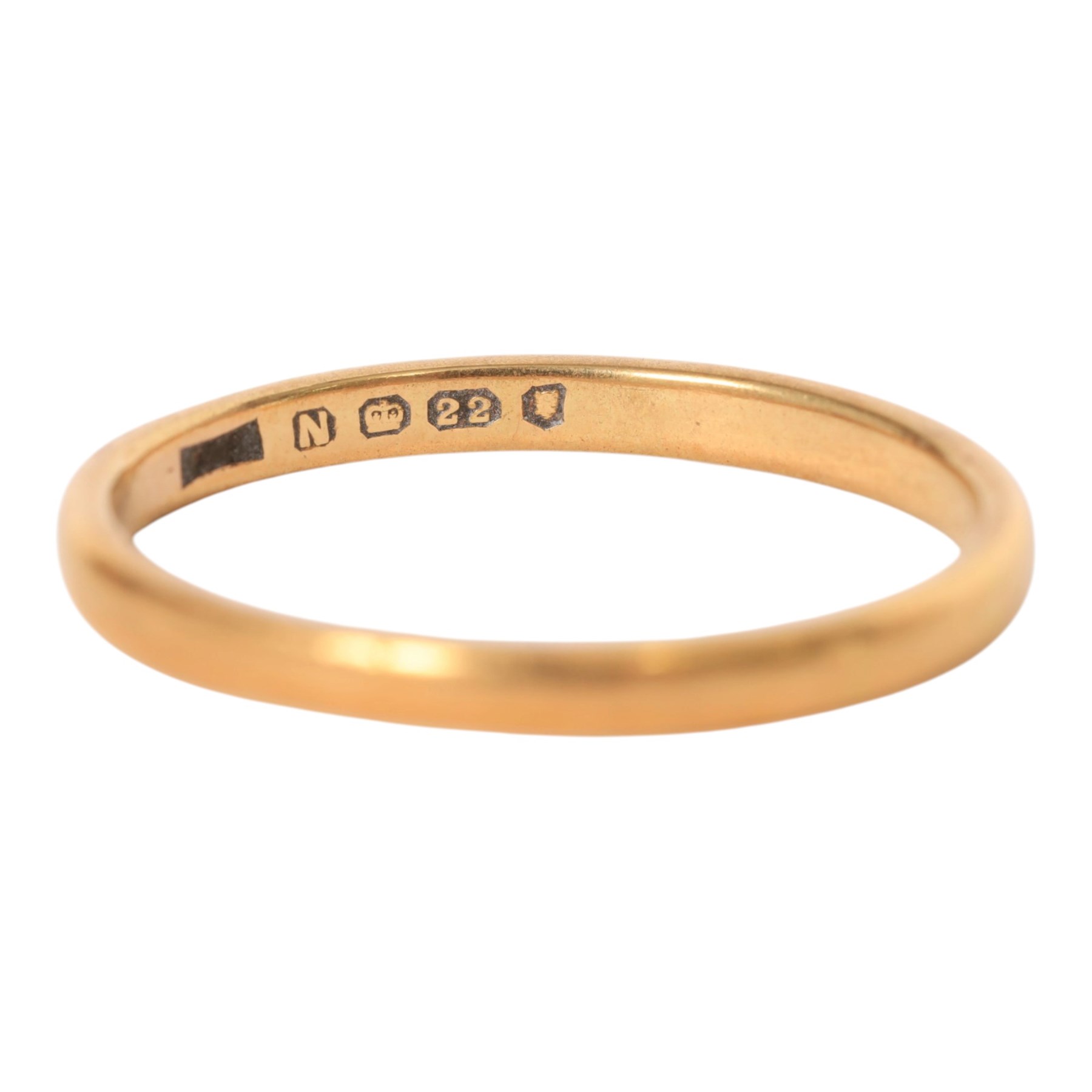 22ct gold wedding band, hallmarked 