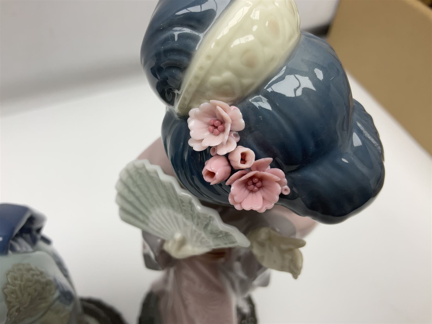 Three Lladro Japanese figures, comprising Sayonara no. 4989, Chrysanthemum no. 4990 and Madame Butterfly no. 4991, largest H30cm