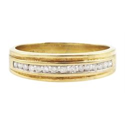 9ct gold channel set round brilliant cut diamond half eternity ring, hallmarked
