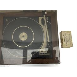 Wharfedale W30 direct drive turntable in teak case and a Garrard stylus pressure gauge model SPG3 - all untested 