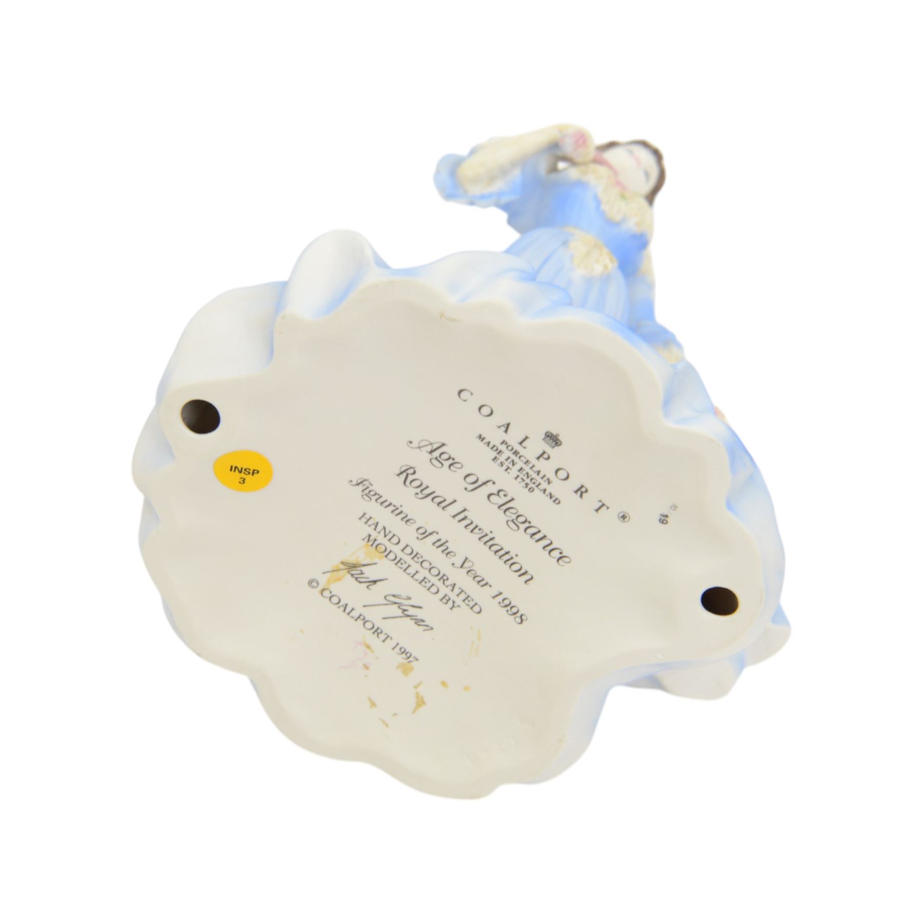 Eighteen Coalport Age of Elegance bisque figurines, including Brighton Promenade, Kensington Parade, Spring Pageant and Mandarin Crescent, mostly boxed