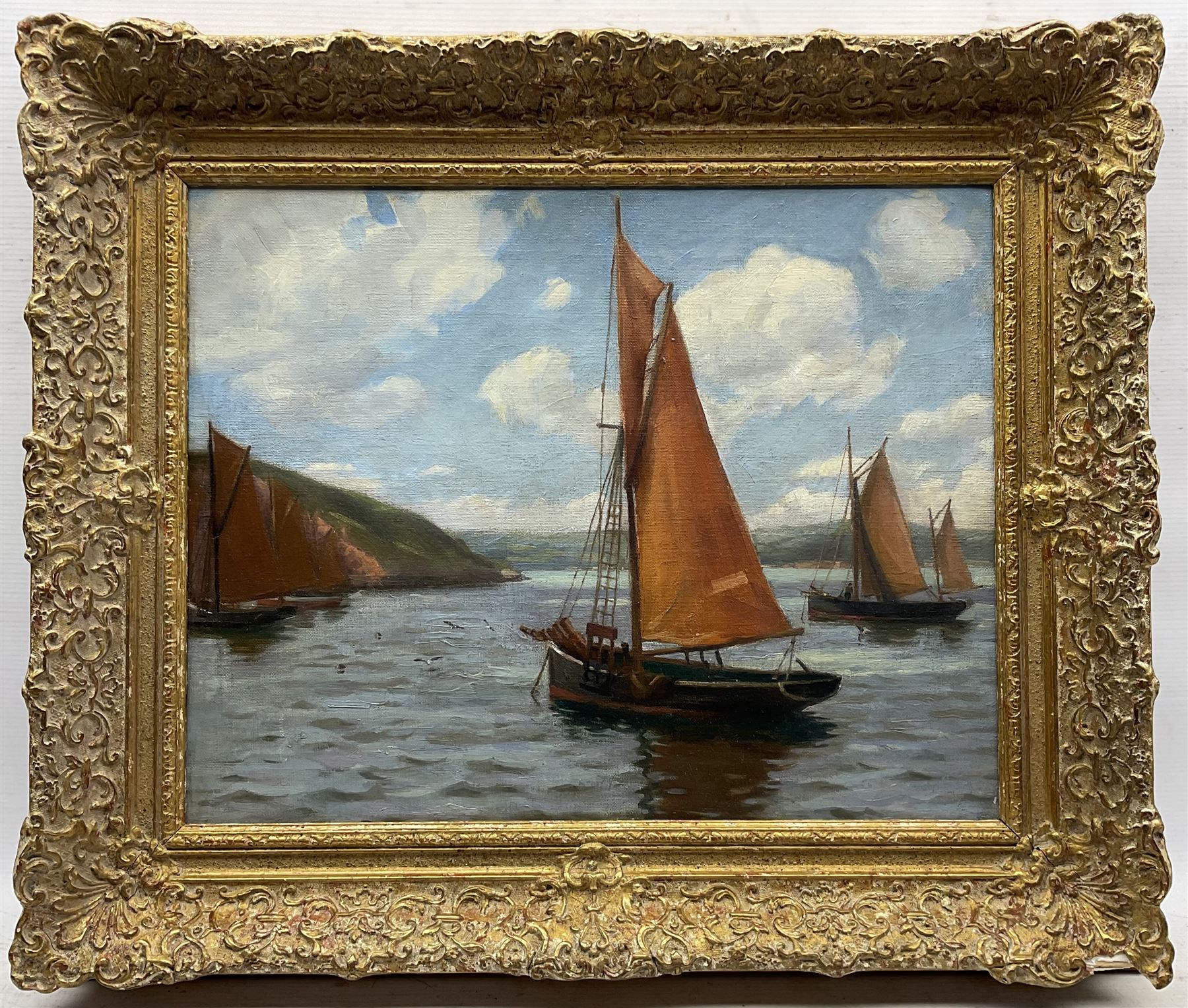 Newlyn School (Early 20th century): Boats in Calm Waters, oil on canvas unsigned 40cm x 50cm