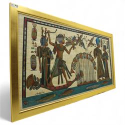 Large papyrus framed scroll in a gold painted glazed frame 