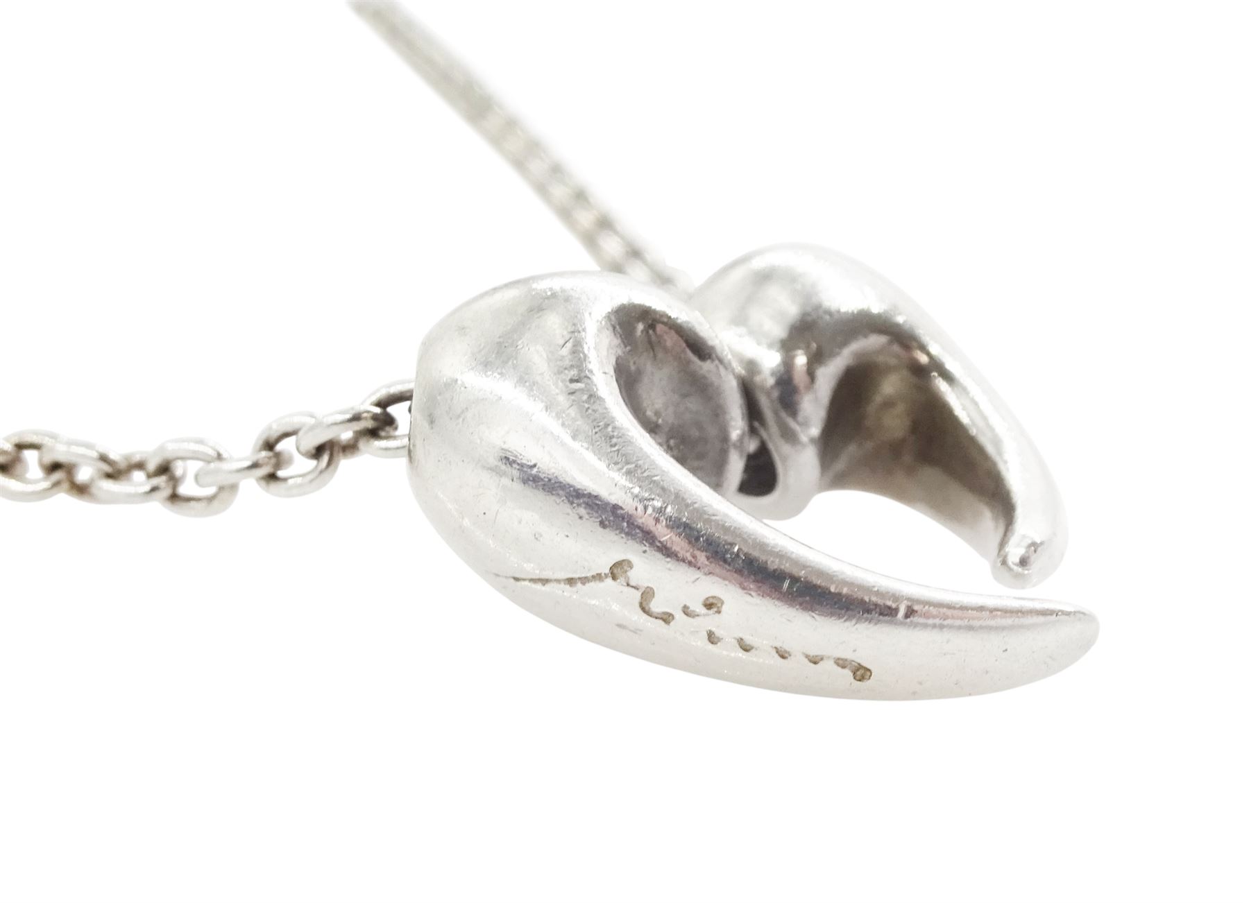 Georg Jensen silver heart pendant necklace, from 'Artist Pendant of the Year', designed by Minas Spiridis, London import mark 1996, boxed