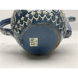 Swiss Thun pottery teapot and cover, decorated with edelweiss flowers, H16cm