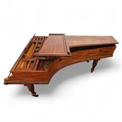 Early 19th century Grand Piano by John Broadwood & Son, London 1828.
Straight strung Broadwood “Barr Frame” Grand Piano with four steel braces from the wrest plank to the brass hitchpin plate. Partially re-strung with one string missing and some tuning pins loose, bridges in good condition, soundboard with cracks, action requires some adjustment and attention, six octave keyboard, with 73 keys C1-C7, with ivory naturals and ebony sharps, Lyre with sustain and una-chorda pedals, mahogany case with brass inlay and makers name to the double key-fall, adjustable open lattice music desk with egg and dart moulding to the surround of the case and lid, raised on reeded and tapered legs with castors. 

 You can find and listen to examples of Alan Cuckston playing this particular Broadwood Grand Piano in the links below:
Trio in D Minor Op. 25 by Francis Edward Bache
Gladiolus Rag by Scott Joplin
Sonata for Violin and Piano No.1 in G Minor by George Frederick Pinto

Given the intricate nature of these historic instruments, specialist support will be available if required, to assist successful buyers with safe removal and onward handling. Price upon application. 


This item has been registered for sale under section 10 of the APHA Ivory Act Submission Reference: 1N7BA84E
