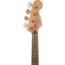 Fender jazz bass guitar, serial no. MZ7182451 made in Mexico c.2007, with cream body, white scratch plate, maple neck, guitar L120cm