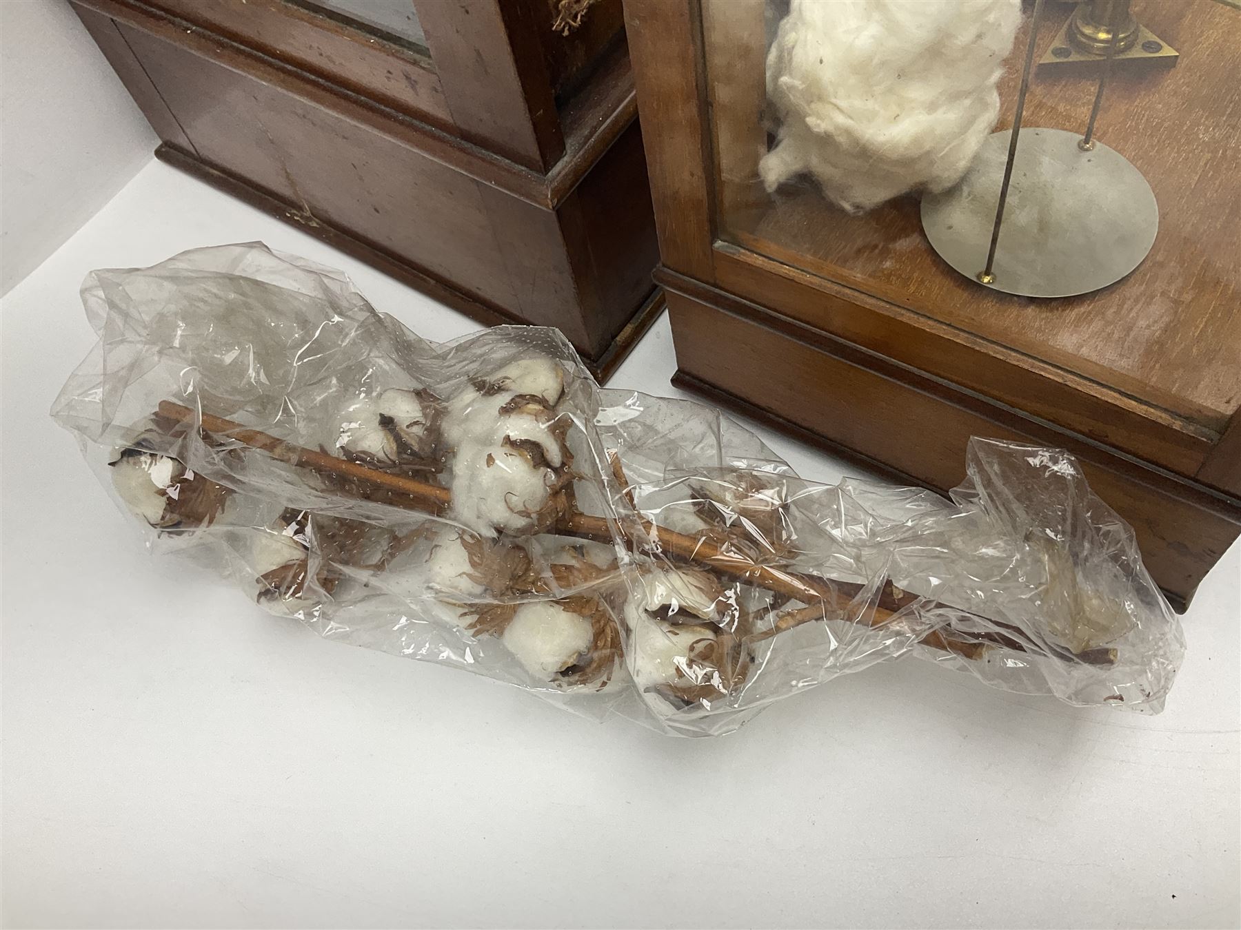 Collection of textile equipment, comprising, Goodbrand & Co. mahogany and brass yarn tester, Negretti & Zambra barograph and two sets of precision scales