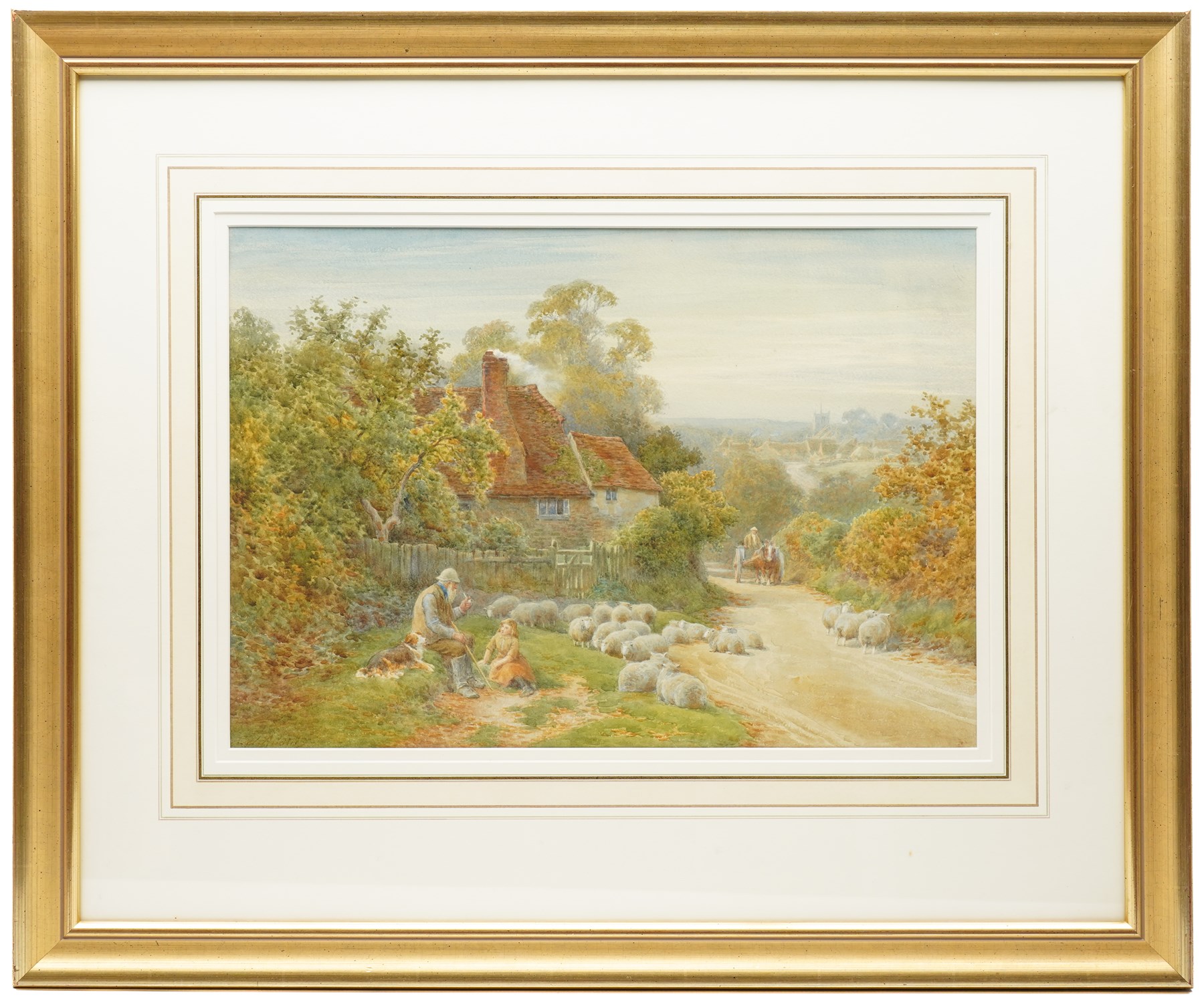 Charles James Adams (British 1859-1931): A Rest by the Way, watercolour signed 34cm x 49cm