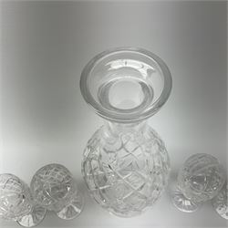 Waterford Crystal glass decanter of baluster form, together with a set of six Waterford Crystal sherry glasses. 