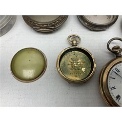 Three silver pocket watch cases, hallmarked, gold-plated Waltham pocket watch, other watch parts and a Pulsar wristwatch