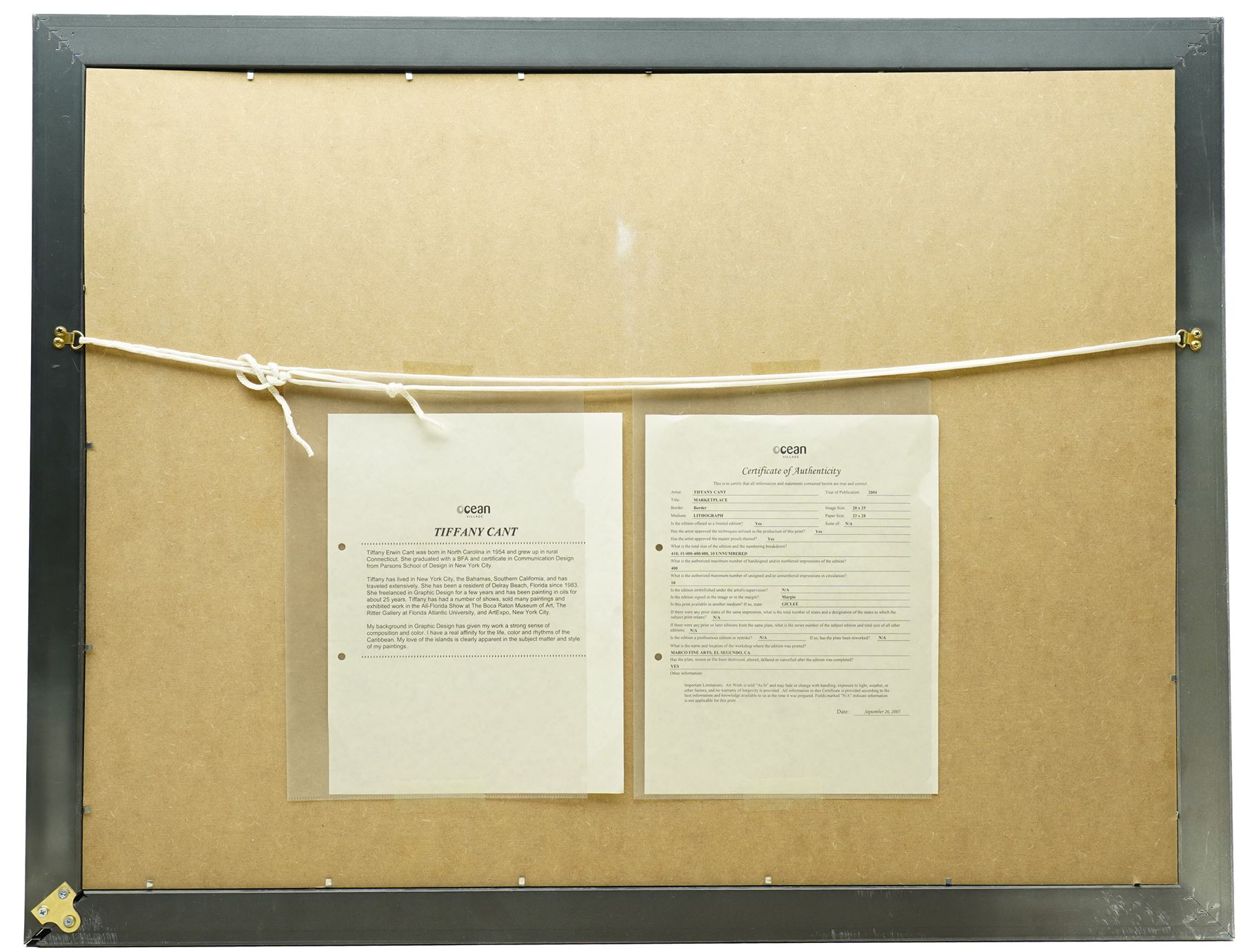 Tiffany Erwin Cant (American 1954-): 'Marketplace' and 'Men in the Boat', pair of limited edition colour lithographs signed and numbered 120/400 and 105/400, 51cm x 64cm (2)