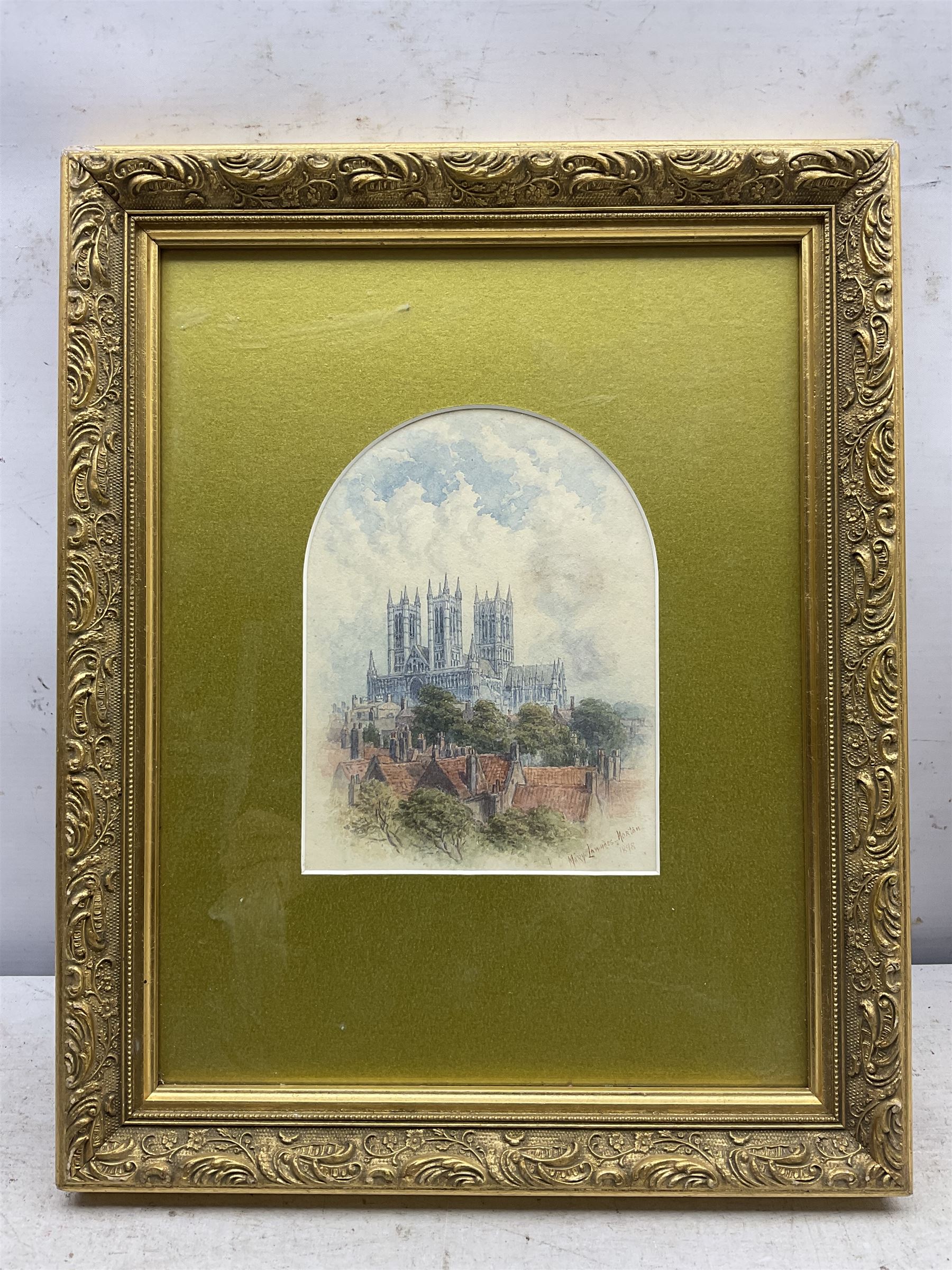 Mary Lowndes-Norton (British 1857-1929): Lincoln Cathedral, watercolour signed and dated 1898, 18cm x 14cm