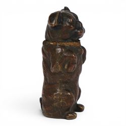 Victorian gilt brass novelty vesta case, as a begging dog, H5cm