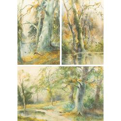 Charles Henry Clifford Baldwin (British 1849-1943): Woodland Lake Scene with Birds and Phe...