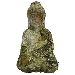 Terracotta garden figure in the form of a seated Buddha 