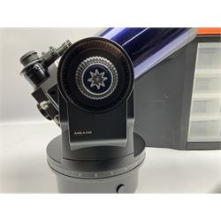 Meade ETX-90EC telescope, with 'plossl 7.5mm' eyepiece, Meade '#933 45 degree erecting prism', '#505 connector cable set', instruction manual and supporting material, in a hard carry case 