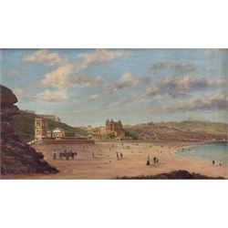 English Naïve School (19th century): Scarborough South Bay, oil on canvas indistinctly signed EEK and dated '78, 29cm x 50cm