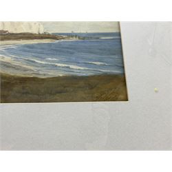Richard Wane (British 1852-1904): Village beneath White Cliffs, watercolour signed 28cm x 49cm