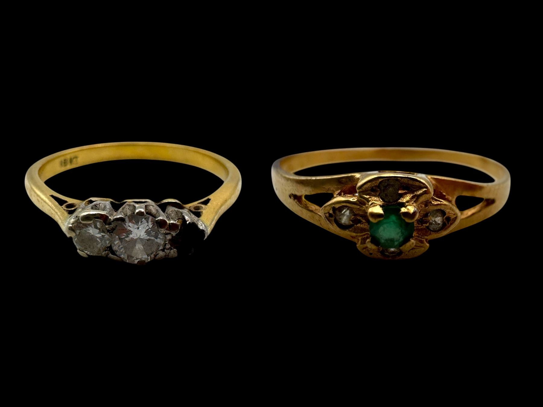 Two 18ct gold stone set rings