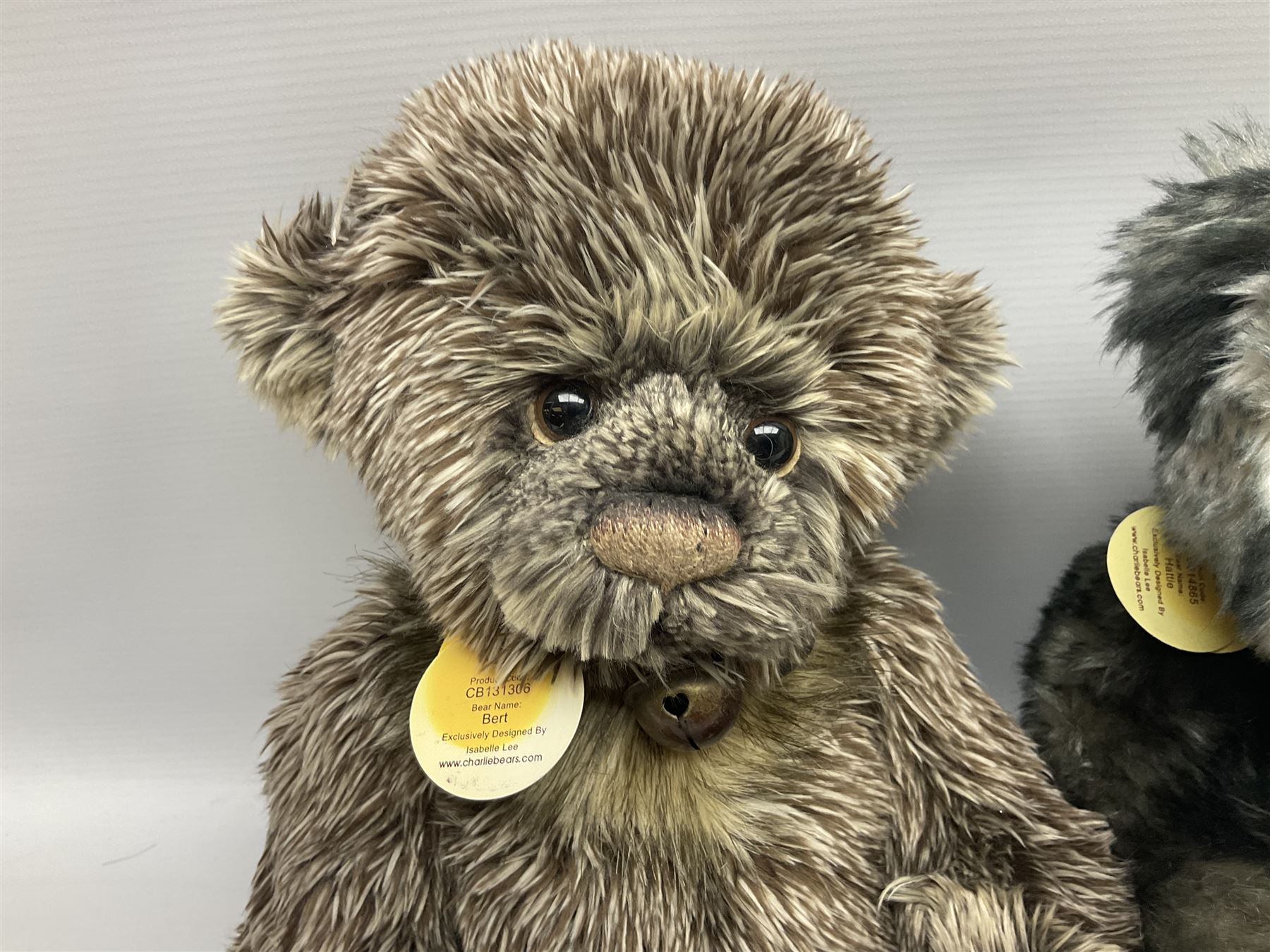 Six Charlie Bears, comprising Bert CB131306, Hattie CB614865, Brodie CB124902, and Anniversary Diesel CB151575, each designed by Isabelle Lee, and Bibble CB630036B, and Edwin CB131298, both designed by Heather Lyell, all with tags