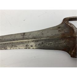 Indian thrusting dagger Katar the 25cm blade with swollen point and central rib, in leather covered wooden sheath L45cm overall