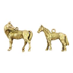 Two 9ct gold horse pendant/charms, both hallmarked