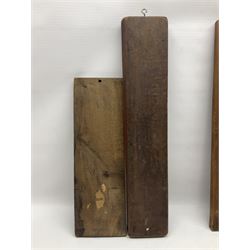 Eight 20th century hardwood Dutch folk art Speculaasplank or biscuit moulds, most examples typically carved with figures in traditional dress, tallest H60cm