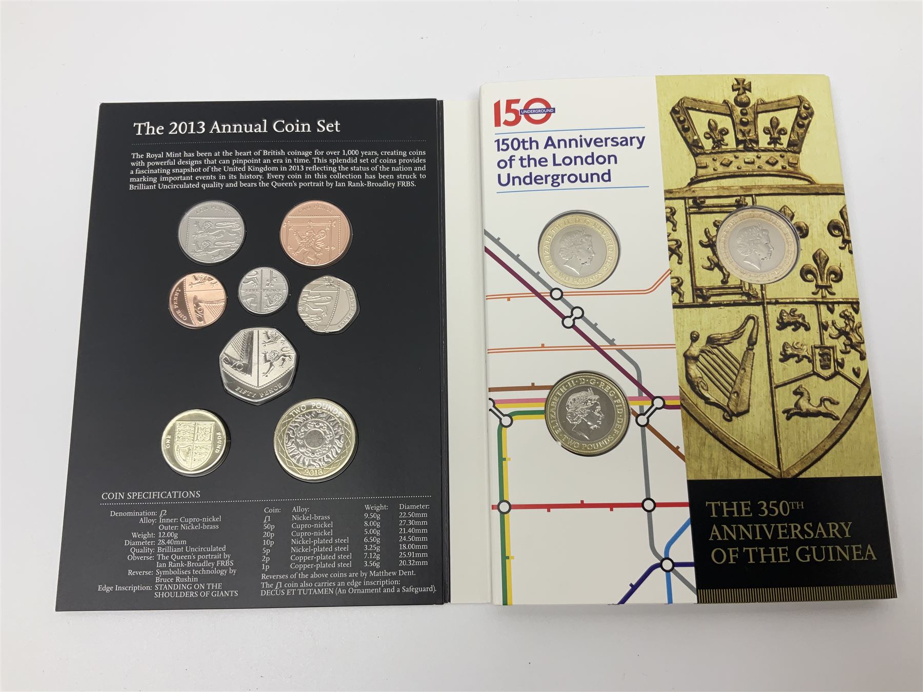 The Royal Mint United Kingdom 2013 annual coin set, in card folder 