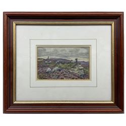 Dorothy Margaret Alderson (British 1900-1992): Sheep Grazing on a Moorland Crag, watercolour signed and dated 1920, 8.5cm x 13.5cm