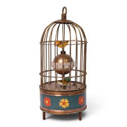 Modern bird cage automaton clock, with clockwork movement, H19cm