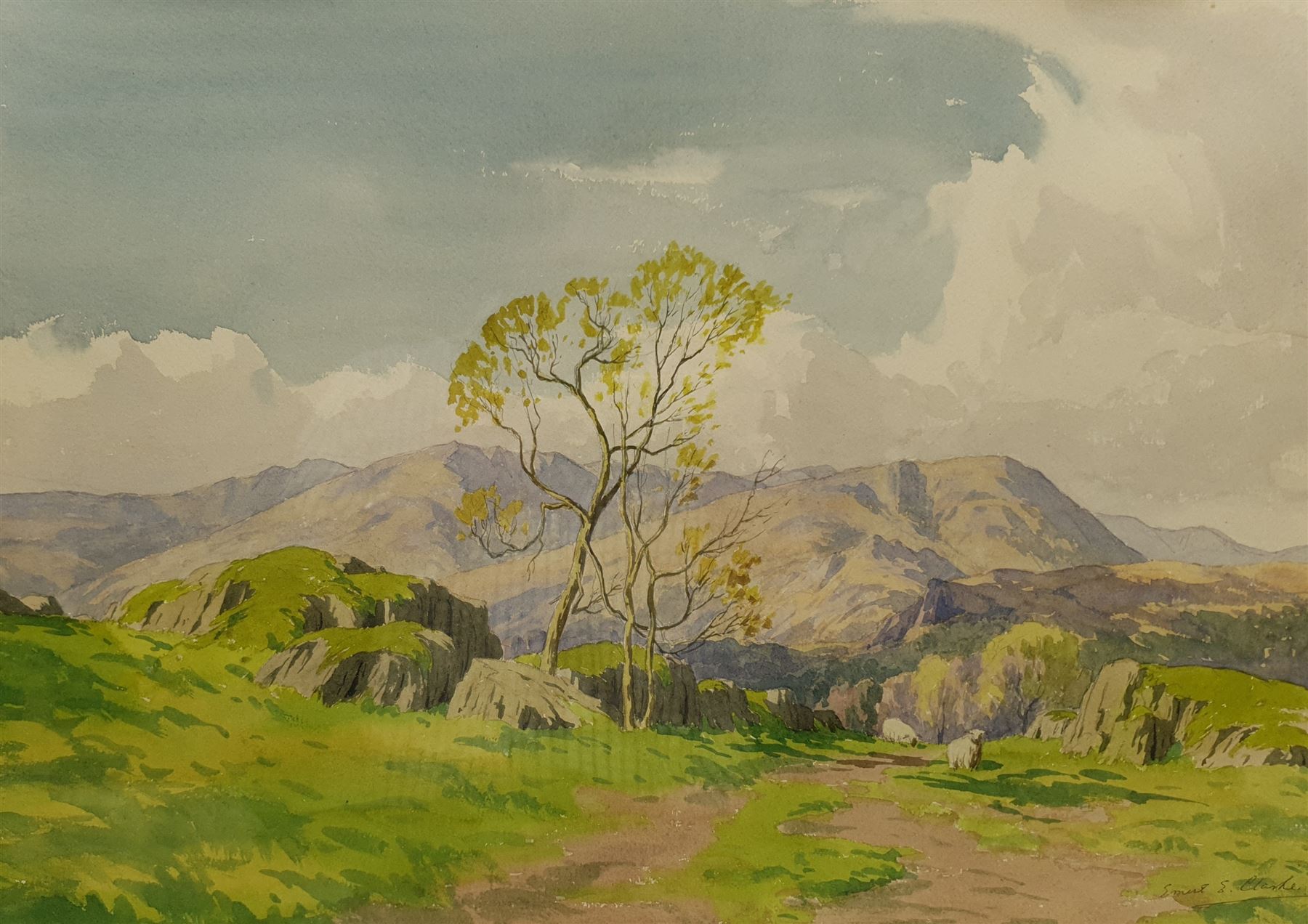 Ernest Ellis Clark (British 1869-1932): 'Coniston Hills', watercolour signed 32cm x 45cm
