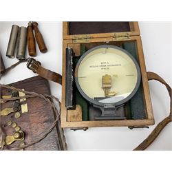 Heeling Error Instrument Patt.5 No.1613E (box numbered 1810E) with integrated spirit level D11cm; two walnut cased electric shock machines; and a similar board mounted electric shock machine (4)