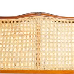 And So To Bed - 5ft king size bed double 'Louis' caned bed with white upholstered sprung base panels, with scrolled headboard and footboard enclosing a double caned panel, on short cabriole supports  