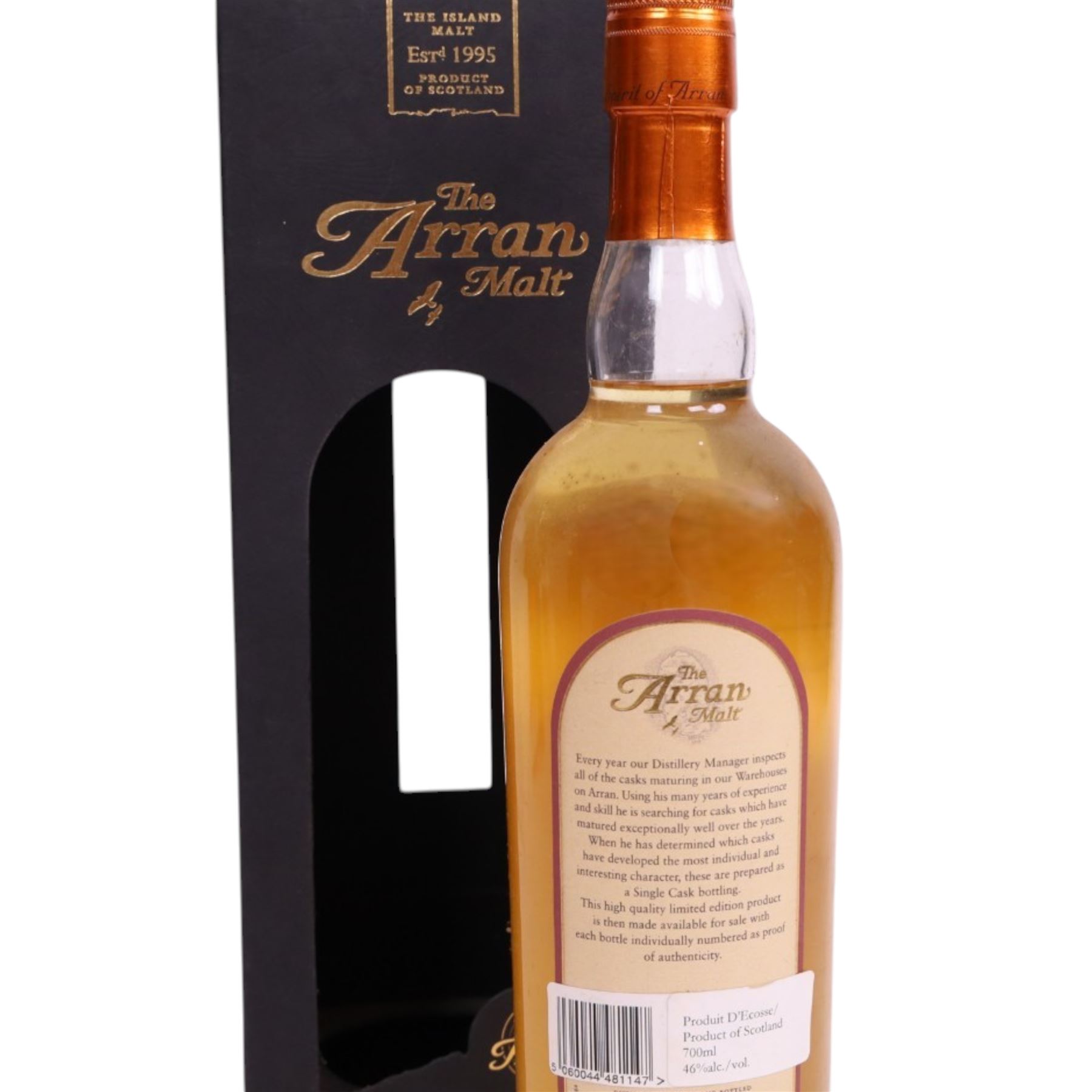Arran Distillery, The Arran Malt single malt scotch whisky, cask number 1376, bottled 22.07.2009, 70cl, 46% vol 