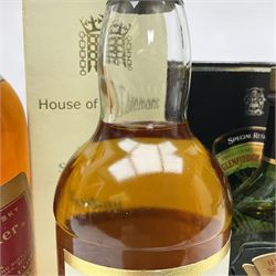 Glenfiddich Special Reserve single malt Scotch whisky, Bells, 8 years old blended Scotch whisky, House of Commons blended Scotch whisky and Jonnie Walker Red Label blended Scotch whisky, various contents and proof   