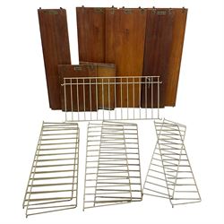 BFB-HYLLAN - collection of 'String' 1950s/60s teak wall shelving - four deep ladders (77cm x 28cm); two narrow ladders (78cm x 18cm); various shelves 