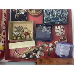 Silver jewellery including cubic zirconia pendant necklace, ring, etc and a collection of costume jewellery