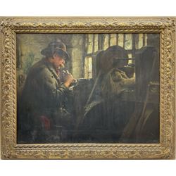 Albert George Stevens (Staithes Group 1863-1925): The Jet Worker, oil on canvas signed l.l., 'R.A.' frame by Charles Henry West, 117 Finchley Rd. 70cm x 90cm