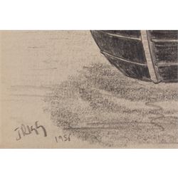 Jack Rigg (British 1927-2023): 'Aberdeen' and 'Sailing Barge Dawn - River Blackwater', one pencil and one ink sketch signed, titled and dated 1956 and 1976, max 28cm x 23cm (2) (unframed)