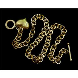 9ct gold heart pendant necklace, stamped 375, approx 21.4gm