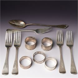 Five George IV Scottish silver table forks engraved with initial Glasgow 1829 Maker G Thom...