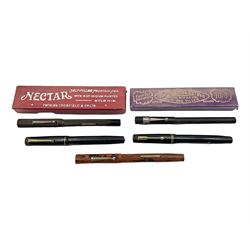 Five fountain pens, to include Stephens no 270, Curzon Typhoo, WHSmith The Wembley Pen and the Nectar, all with 14ct gold nibs  