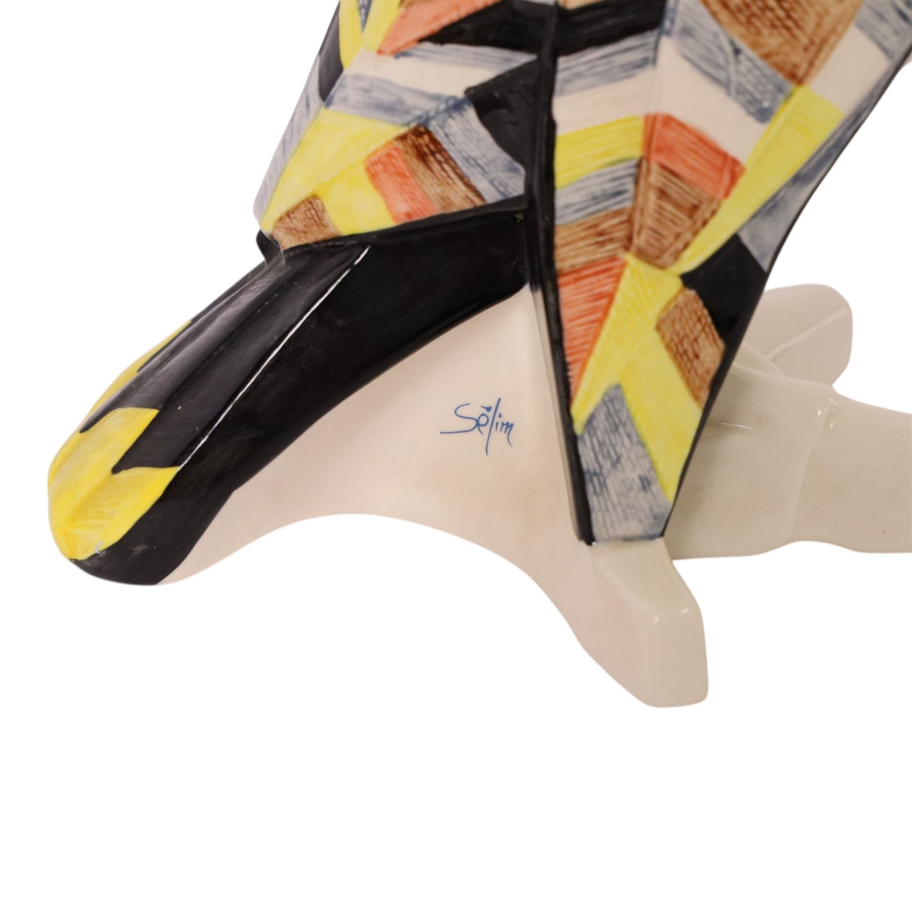 Collection of Goebel bird figures signed by designer George Selim, including two Jays, a Puffin and three others 