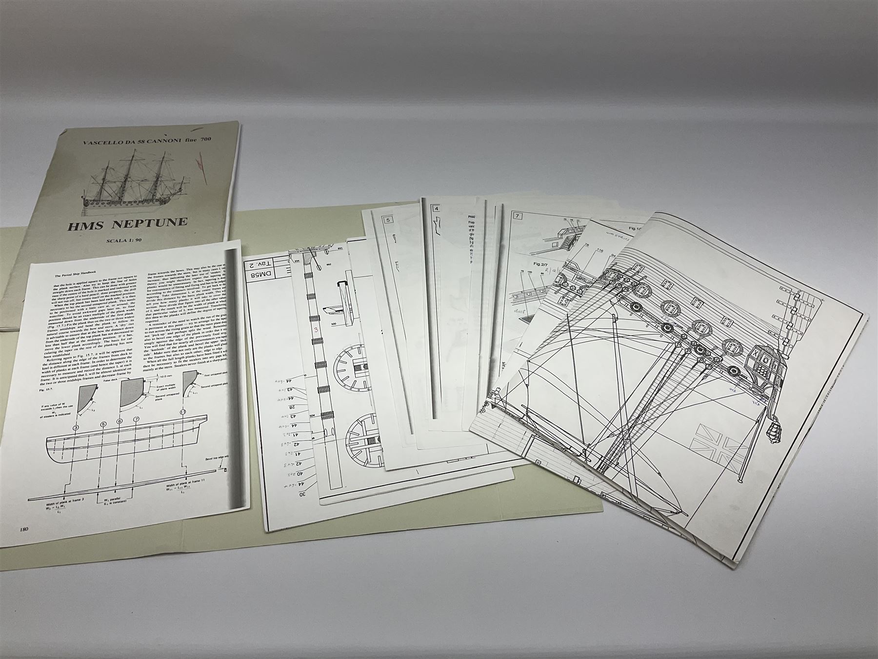 Wooden kit built model of HMS Neptune, 1:90 scale, with detailed rigging to three masts and a row of cannons to either side, upon ebonised wooden base, including stand H71cm