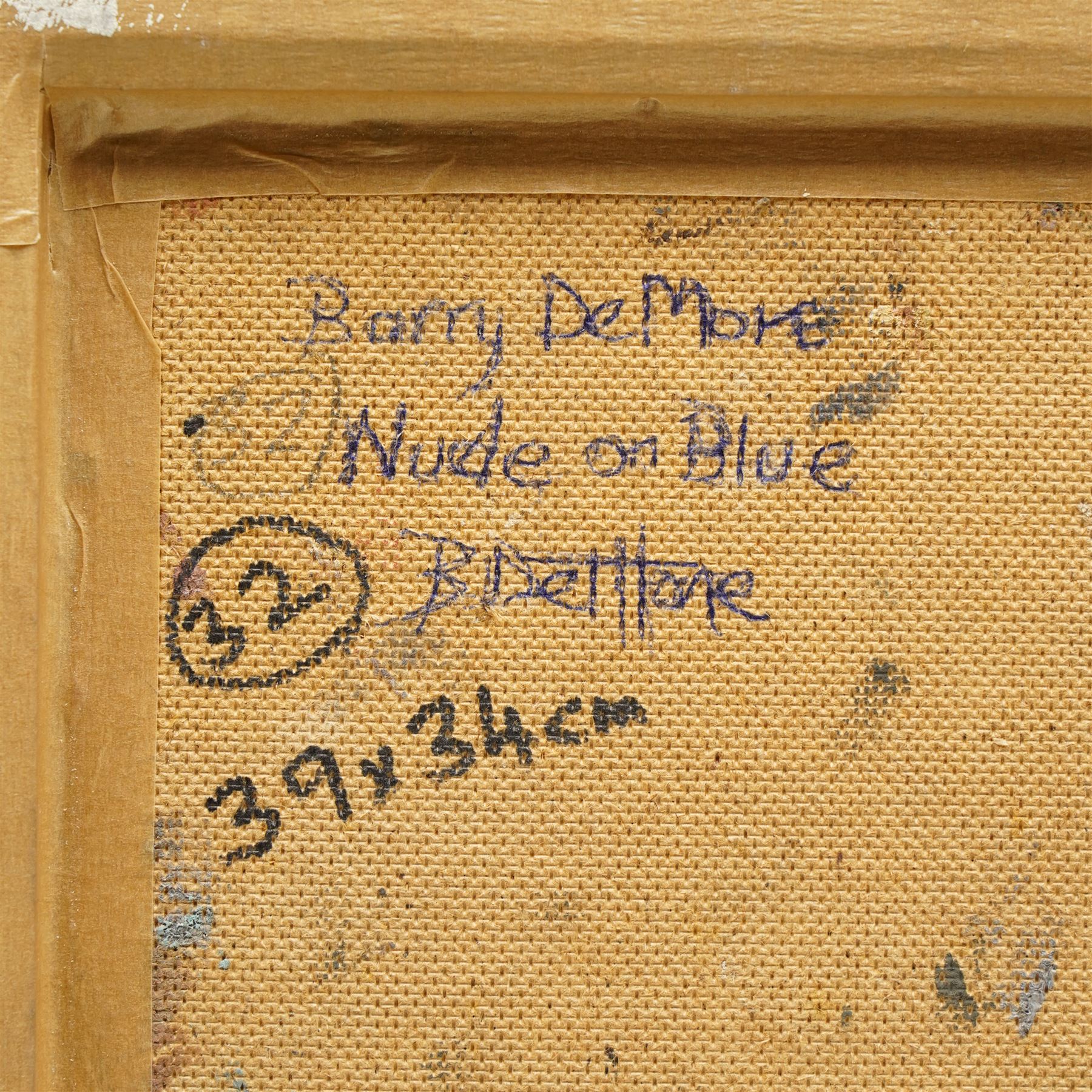 Barry De More (Yorkshire 1948-2023): 'Nude on Blue', oil and impasto on board signed and titled verso 25cm x 20cm
Notes: Acclaimed as one of the North's greatest expressionist artists, Barry De More (1948-2023) used a heavy impasto style to transfer his love of Yorkshire landscapes, townscapes and people to canvas. His work sits comfortably in the company of work by Kossoff and Auerbach, selling to collectors in the UK and overseas. De More's work can be found in the permanent collection of work by Northern Artists at Dean Clough, one of the UK's largest contemporary art galleries.