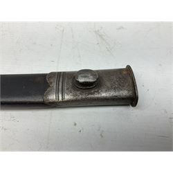 19th century Bayonet with 58cm fullered Yataghan shaped blade, stamped with anchor mark, with leather scabbard