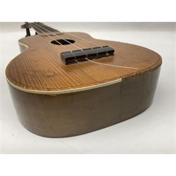 Trumelo BMI banjo ukulele no.3013 L58cm; in soft carrying case; and Kapok Brand guitar shaped ukulele L51cm (2)