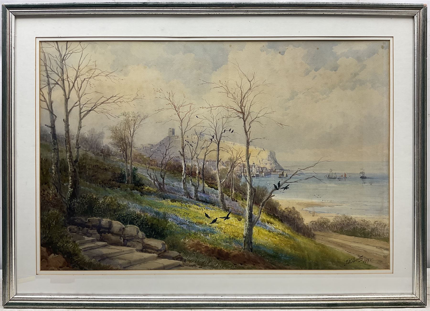 Frederick William Booty (British 1840-1924): Scarborough from the Italian Gardens, watercolour signed and dated 1919, 49cm x 74cm